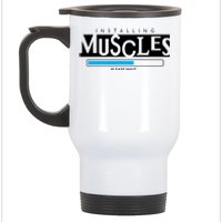 Installing Muscles Please Wait Funny Workout Stainless Steel Travel Mug