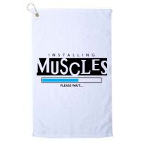 Installing Muscles Please Wait Funny Workout Golf Towel