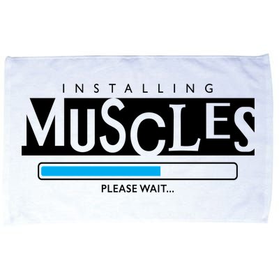 Installing Muscles Please Wait Funny Workout Microfiber Hand Towel