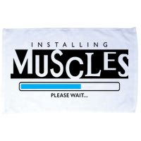 Installing Muscles Please Wait Funny Workout Microfiber Hand Towel