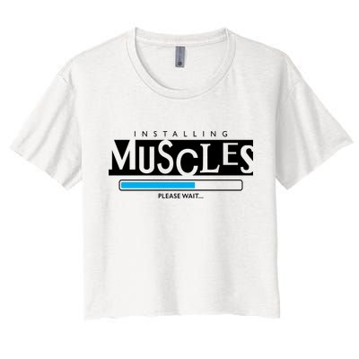 Installing Muscles Please Wait Funny Workout Crop Top