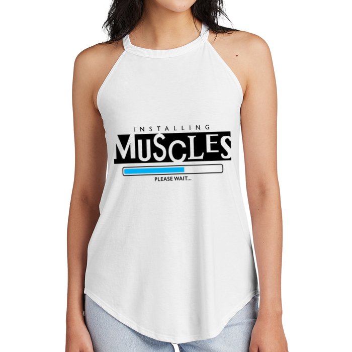 Installing Muscles Please Wait Funny Workout Women's Perfect Tri Rocker Tank