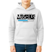 Installing Muscles Please Wait Funny Workout Kids Hoodie