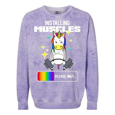 Installing Muscles Unicorn Lifting Colorblast Crewneck Sweatshirt