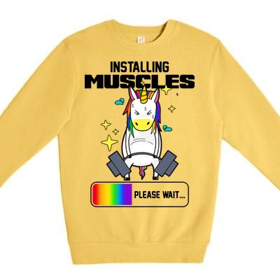 Installing Muscles Unicorn Lifting Premium Crewneck Sweatshirt