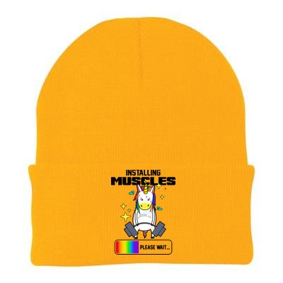 Installing Muscles Unicorn Lifting Knit Cap Winter Beanie