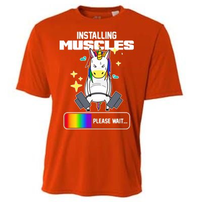 Installing Muscles Unicorn Lifting Cooling Performance Crew T-Shirt