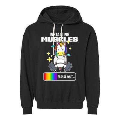 Installing Muscles Unicorn Lifting Garment-Dyed Fleece Hoodie