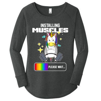 Installing Muscles Unicorn Lifting Women's Perfect Tri Tunic Long Sleeve Shirt