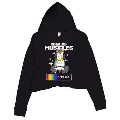 Installing Muscles Unicorn Lifting Crop Fleece Hoodie