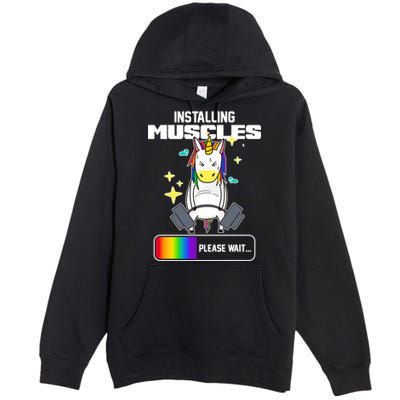 Installing Muscles Unicorn Lifting Premium Pullover Hoodie