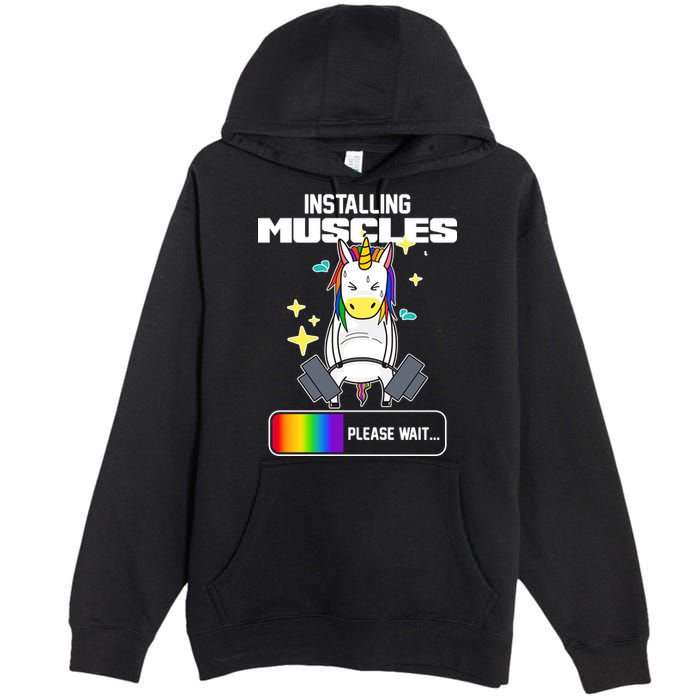Installing Muscles Unicorn Lifting Premium Pullover Hoodie