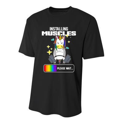 Installing Muscles Unicorn Lifting Youth Performance Sprint T-Shirt