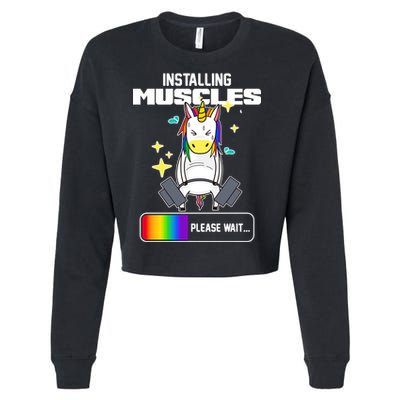 Installing Muscles Unicorn Lifting Cropped Pullover Crew