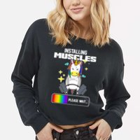 Installing Muscles Unicorn Lifting Cropped Pullover Crew
