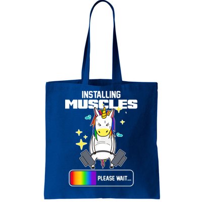 Installing Muscles Unicorn Lifting Tote Bag