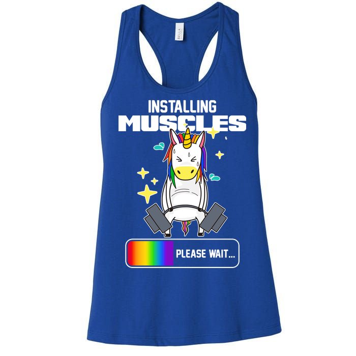 Installing Muscles Unicorn Lifting Women's Racerback Tank