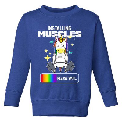 Installing Muscles Unicorn Lifting Toddler Sweatshirt