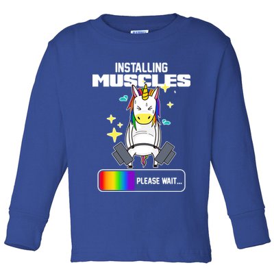 Installing Muscles Unicorn Lifting Toddler Long Sleeve Shirt