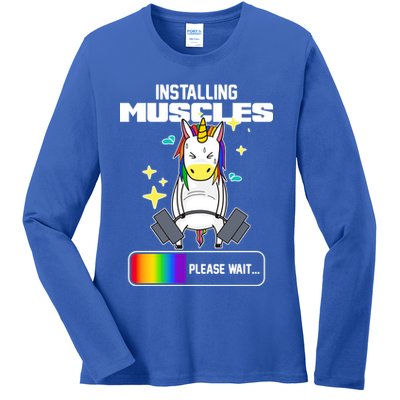 Installing Muscles Unicorn Lifting Ladies Long Sleeve Shirt