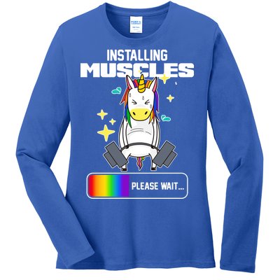 Installing Muscles Unicorn Lifting Ladies Long Sleeve Shirt