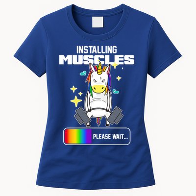 Installing Muscles Unicorn Lifting Womens T-Shirt