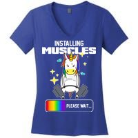 Installing Muscles Unicorn Lifting Women's V-Neck T-Shirt