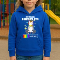 Installing Muscles Unicorn Lifting Kids Hoodie