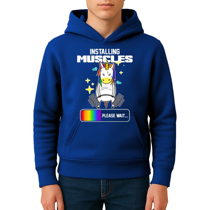 Installing Muscles Unicorn Lifting Kids Hoodie