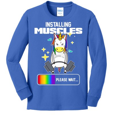 Installing Muscles Unicorn Lifting Kids Long Sleeve Shirt