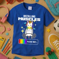 Installing Muscles Unicorn Lifting Kids T-Shirt