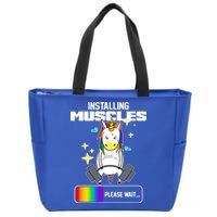 Installing Muscles Unicorn Lifting Zip Tote Bag