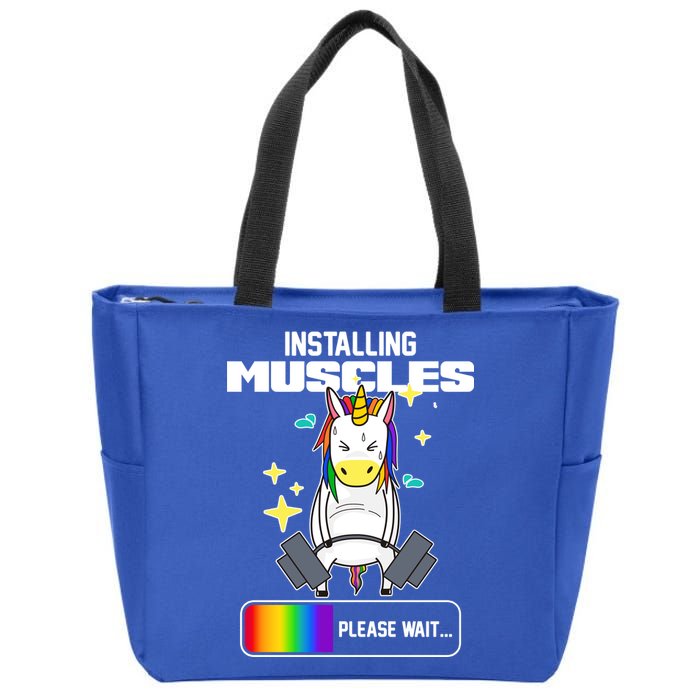 Installing Muscles Unicorn Lifting Zip Tote Bag