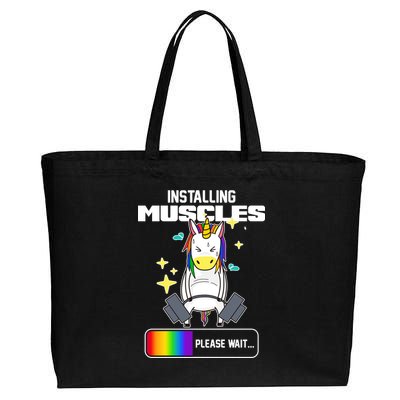 Installing Muscles Unicorn Lifting Cotton Canvas Jumbo Tote