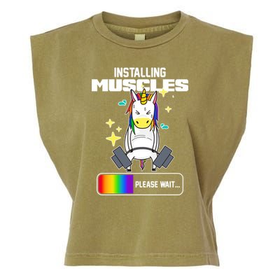 Installing Muscles Unicorn Lifting Garment-Dyed Women's Muscle Tee