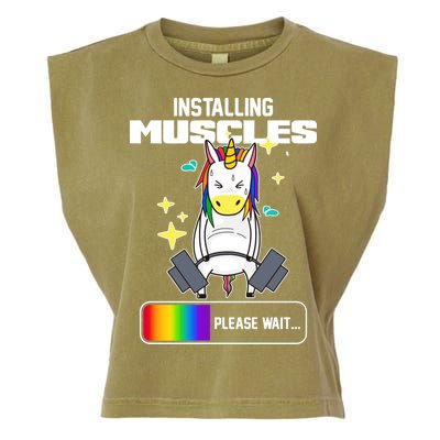 Installing Muscles Unicorn Lifting Garment-Dyed Women's Muscle Tee