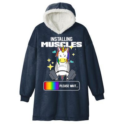 Installing Muscles Unicorn Lifting Hooded Wearable Blanket