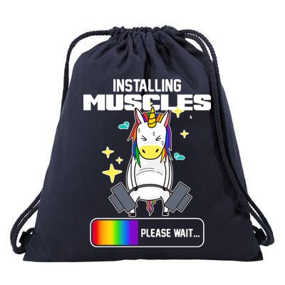 Installing Muscles Unicorn Lifting Drawstring Bag