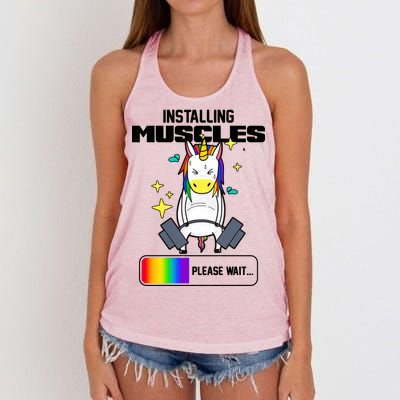 Installing Muscles Unicorn Lifting Women's Knotted Racerback Tank