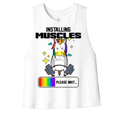 Installing Muscles Unicorn Lifting Women's Racerback Cropped Tank