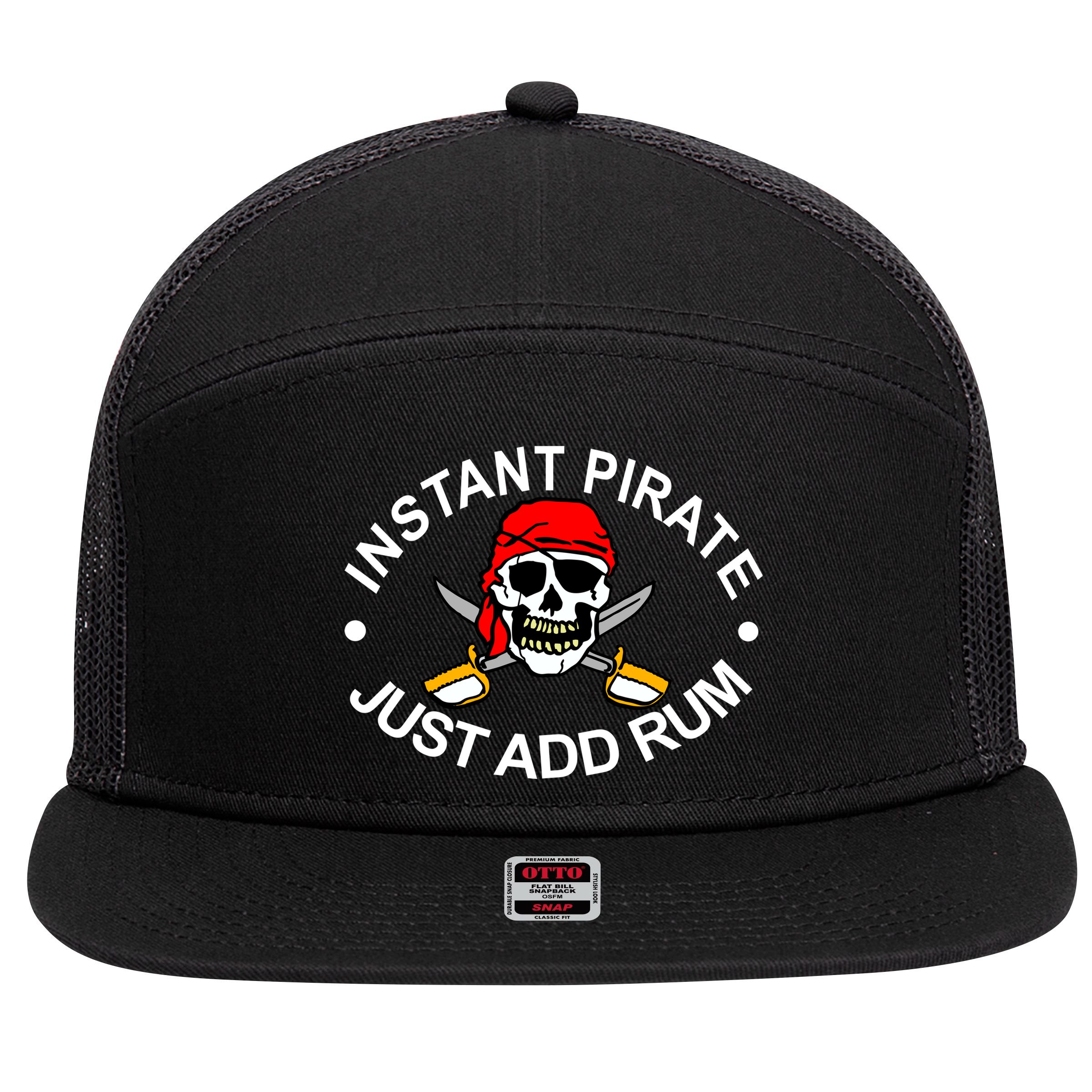 Instant Pirate Just Add Rum 7 Panel Mesh Trucker Snapback Hat