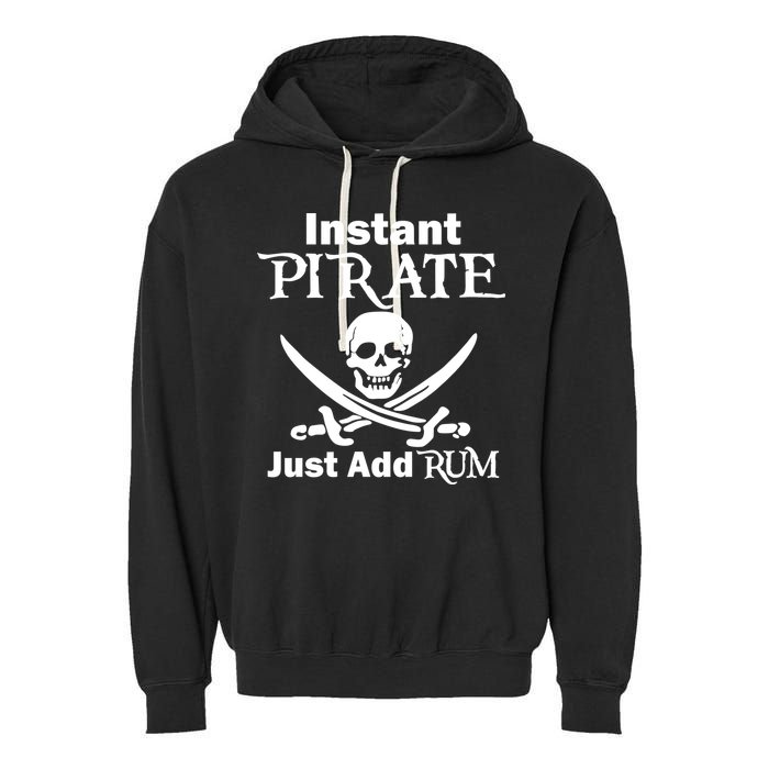 Instant Pirate Just Add Rum Skull Crosswords Garment-Dyed Fleece Hoodie