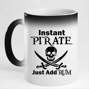 Instant Pirate Just Add Rum Skull Crosswords 11oz Black Color Changing Mug