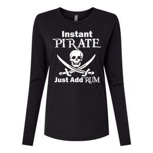 Instant Pirate Just Add Rum Skull Crosswords Womens Cotton Relaxed Long Sleeve T-Shirt