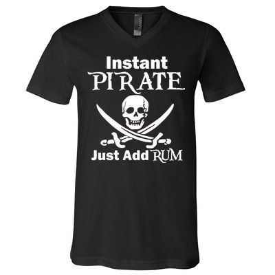 Instant Pirate Just Add Rum Skull Crosswords V-Neck T-Shirt