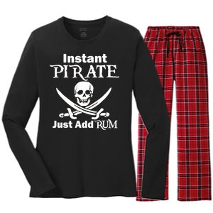 Instant Pirate Just Add Rum Skull Crosswords Women's Long Sleeve Flannel Pajama Set 