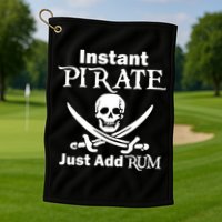 Instant Pirate Just Add Rum Skull Crosswords Golf Towel