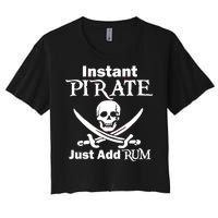 Instant Pirate Just Add Rum Skull Crosswords Women's Crop Top Tee