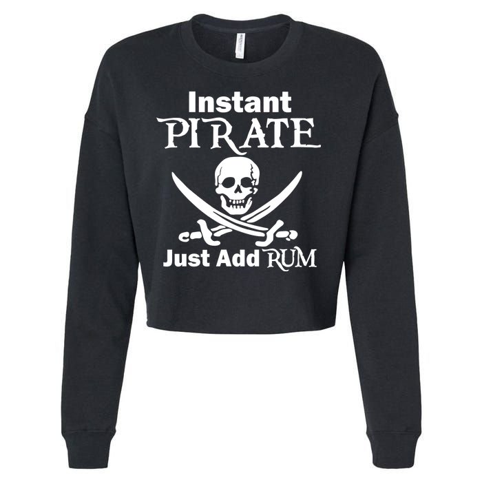 Instant Pirate Just Add Rum Skull Crosswords Cropped Pullover Crew