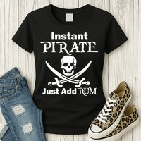 Instant Pirate Just Add Rum Skull Crosswords Womens T-Shirt